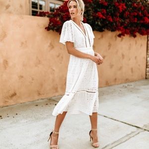VICI Away With The Breeze Lace Midi Dress